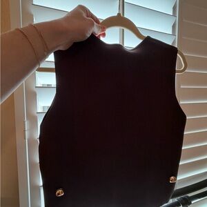 Zara chocolate brown vest with Gold Accents NWT